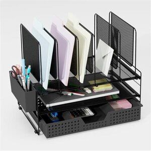 Desk Organizer File Holder with Drawer Pen Holder Office Workspace Home School